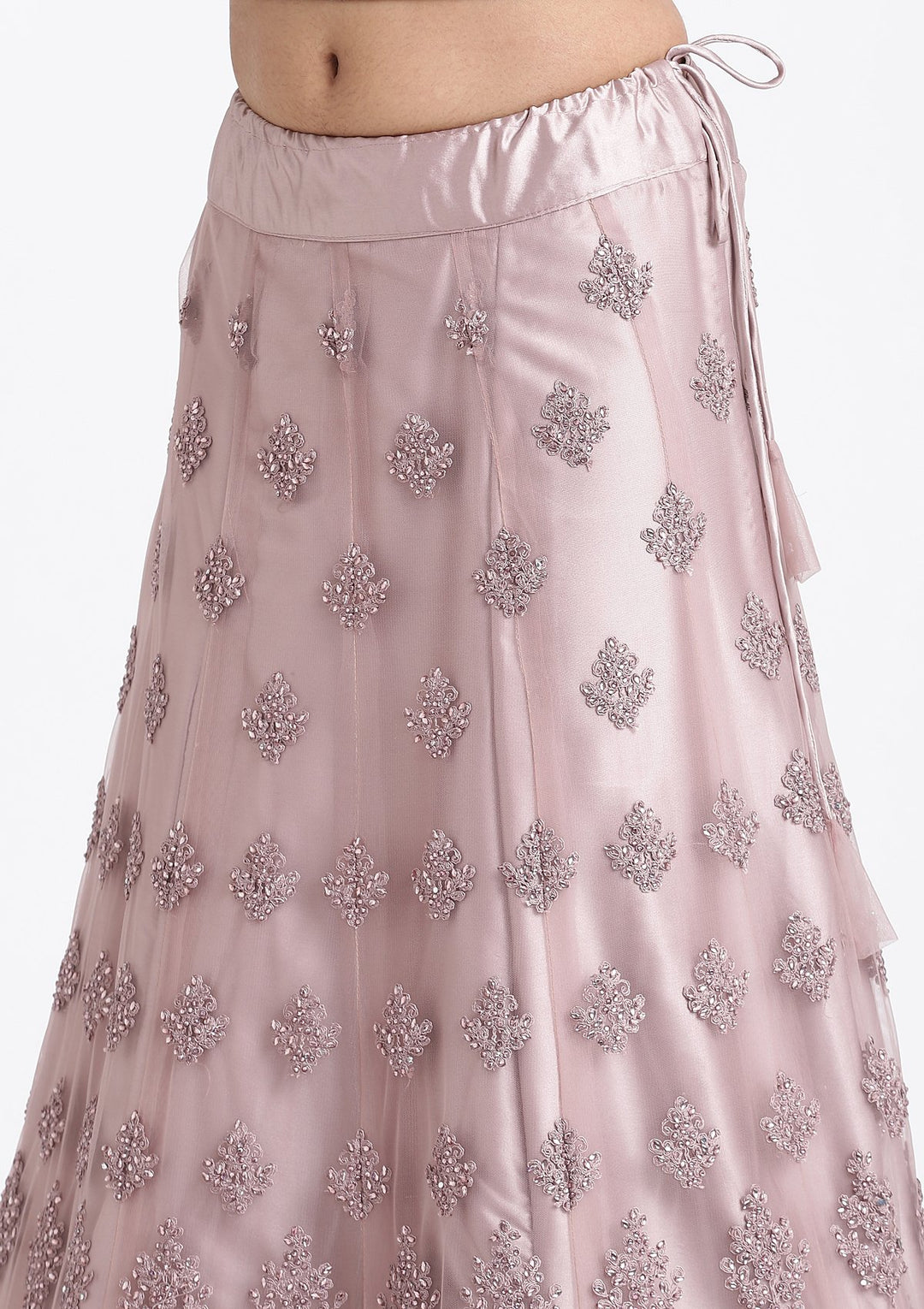 Mauve Thread Work Net Designer Lehenga-Koskii