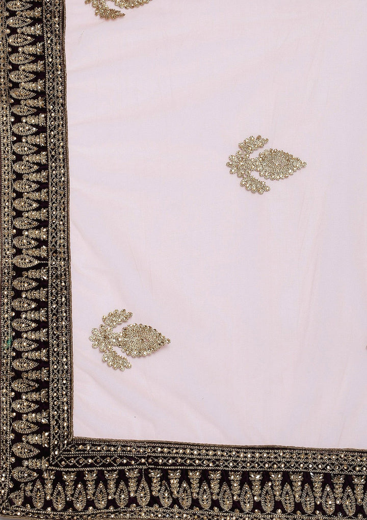 Wine Zariwork Velvet Designer Lehenga-Koskii