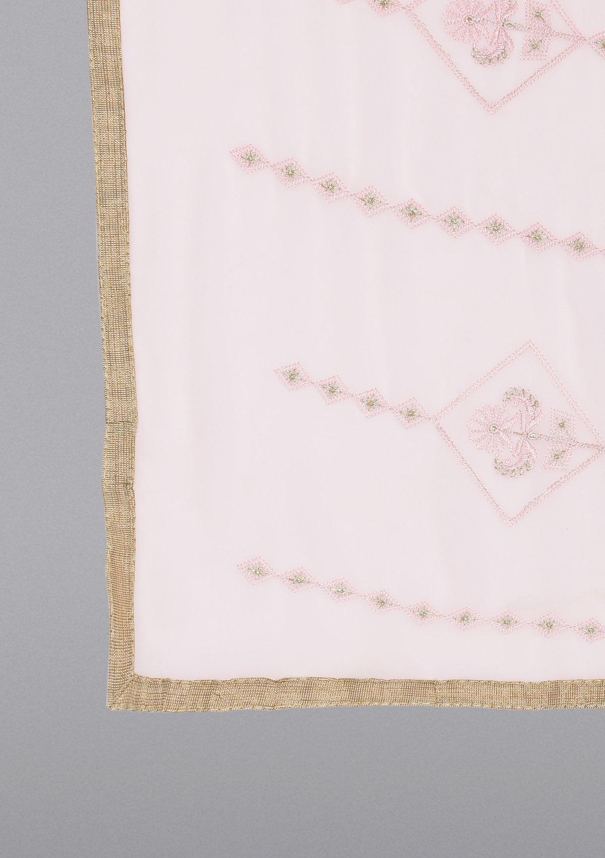 Baby Pink Threadwork Georgette Designer Salwar Suit-Koskii