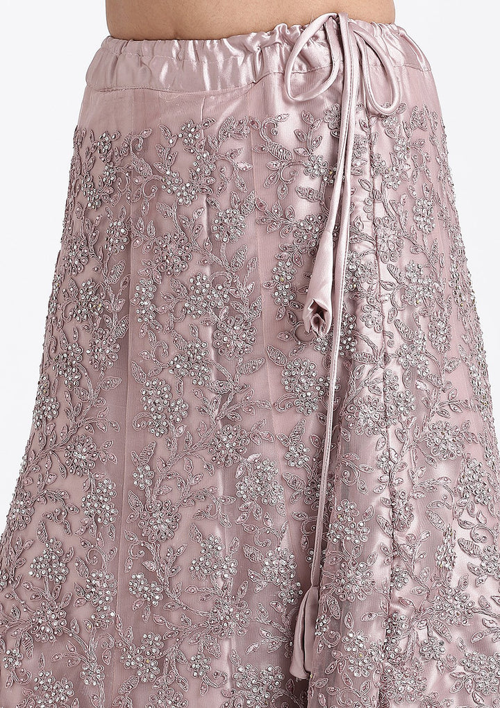 Lavender Stone Work Net Designer Lehenga-Koskii