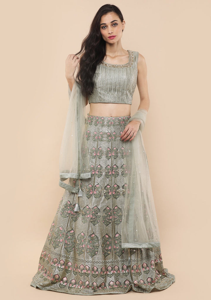Koskii Teal Green Lehenga-Koskii