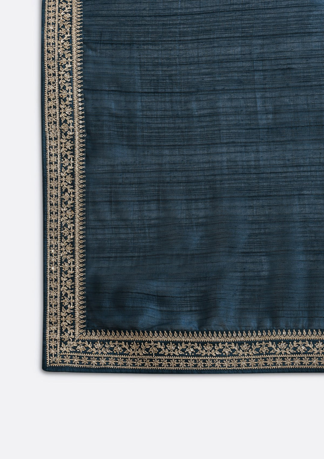 Peacock Blue Zariwork Rawsilk Designer Gown-Koskii