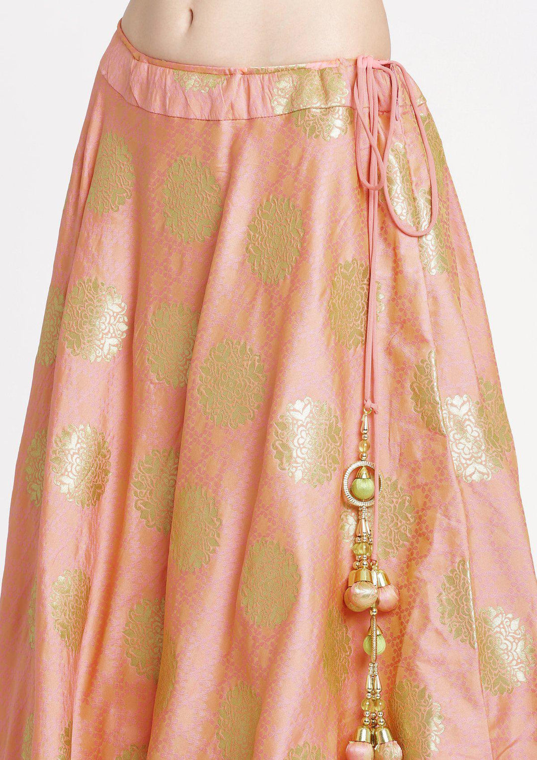 Baby Pink Cutdana Rawsilk Designer Lehenga-Koskii