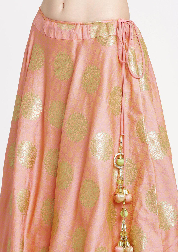 Baby Pink Cutdana Rawsilk Designer Lehenga-Koskii