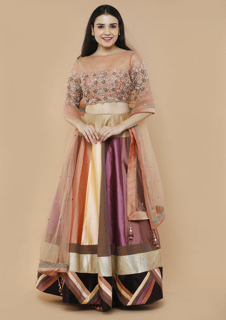 Colorpop Embellished Silk Designer Lehenga-Koskii