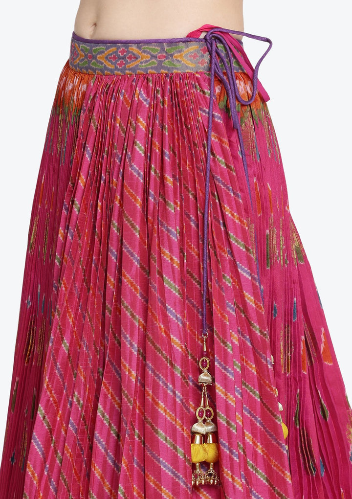 Fuschia Zardosi Rawsilk Designer Lehenga-Koskii