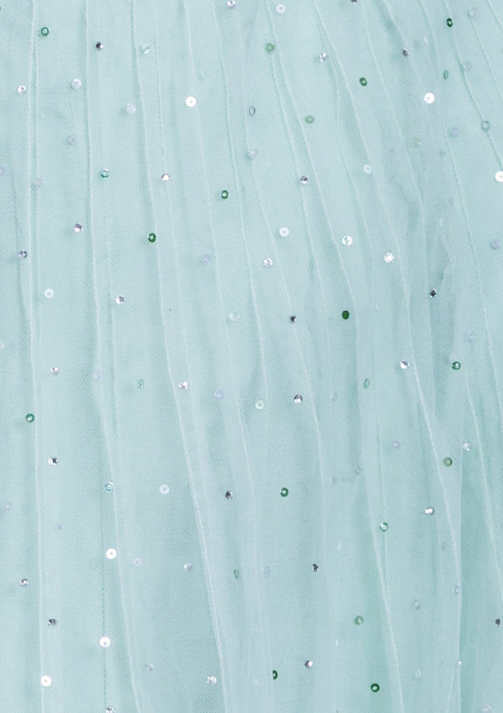 Sea Green Embellished Net Designer Lehenga-Koskii