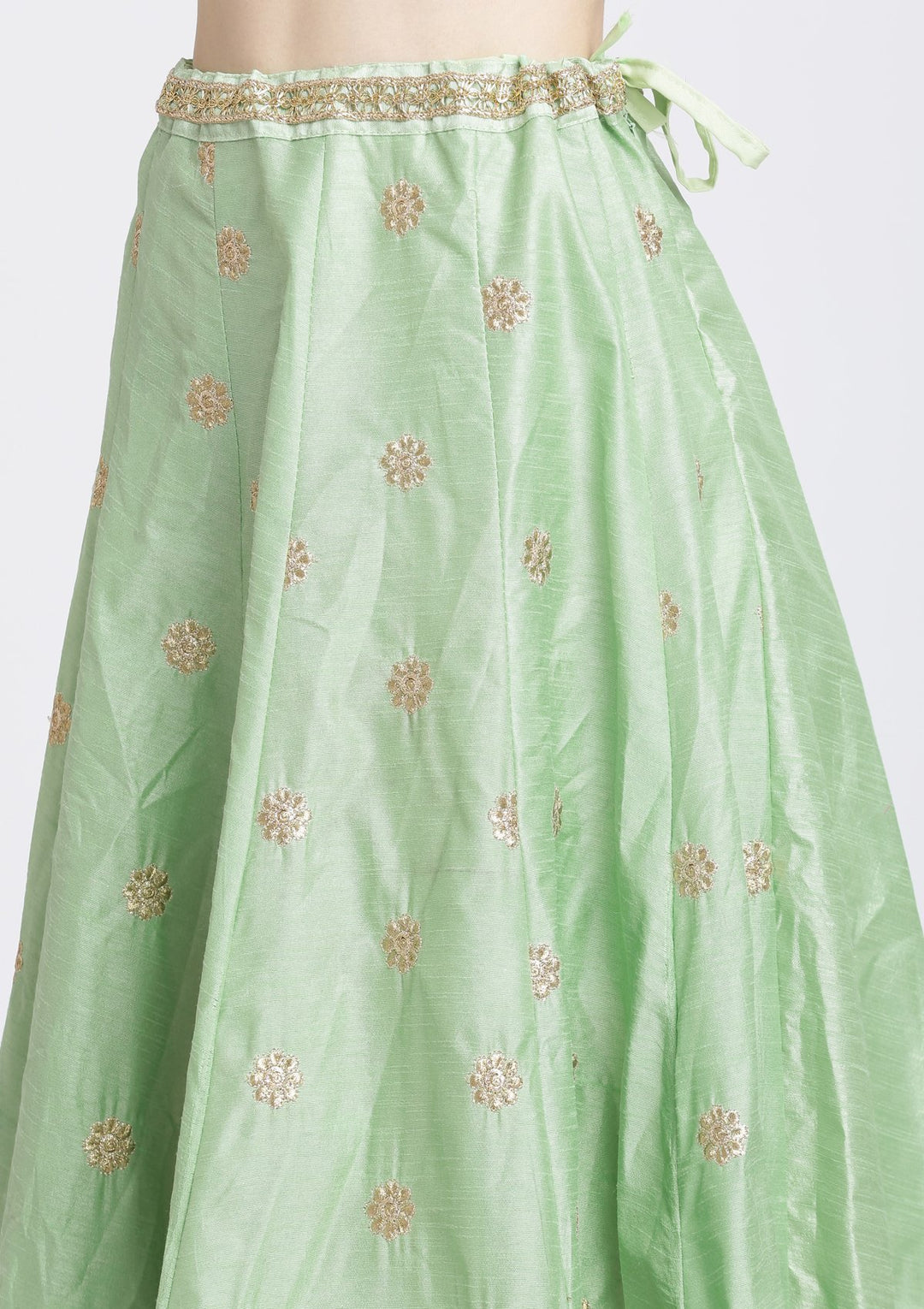 Pista Green Zariwork Rawsilk Designer Lehenga-Koskii