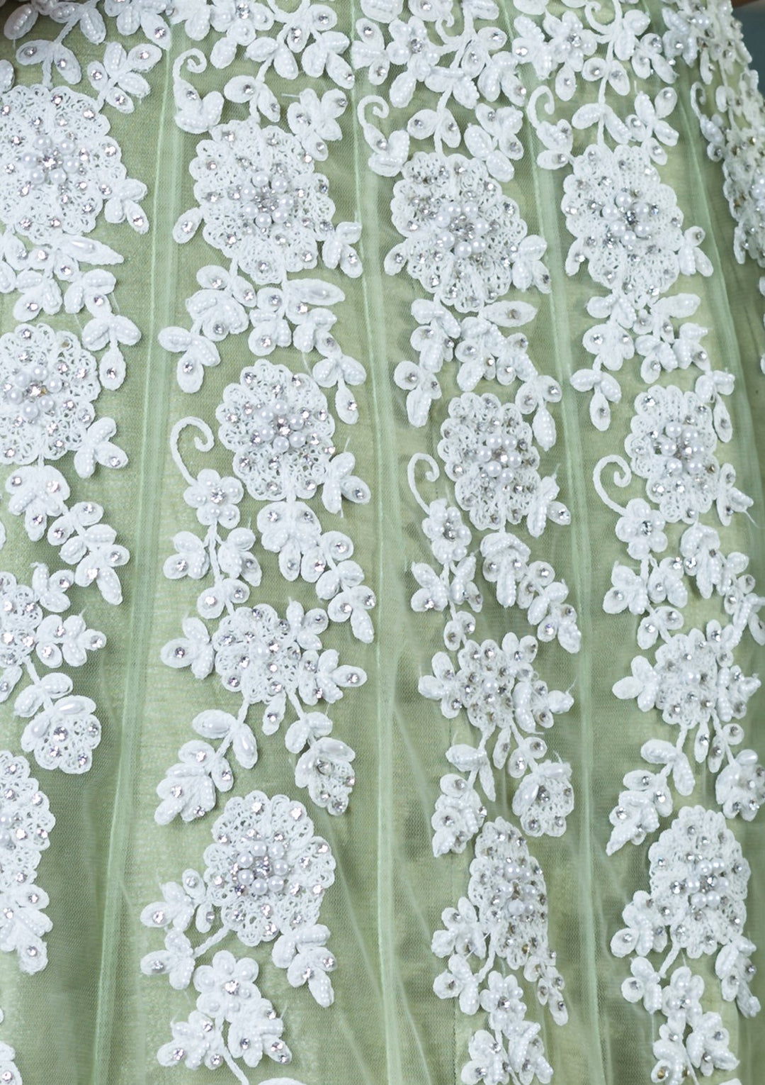 Green Stone Embellished Net Designer Lehenga-Koskii