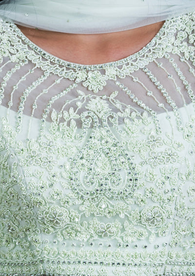 Koskii Pista Green Indo-Western Casual Gown-Koskii