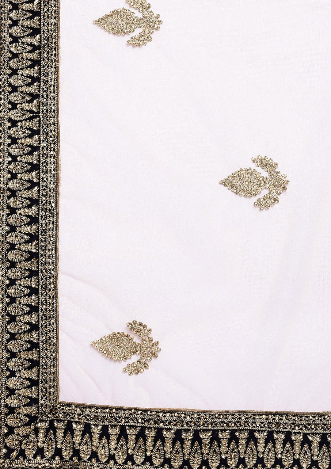 Navy Blue Zariwork Velvet Designer Lehenga-Koskii