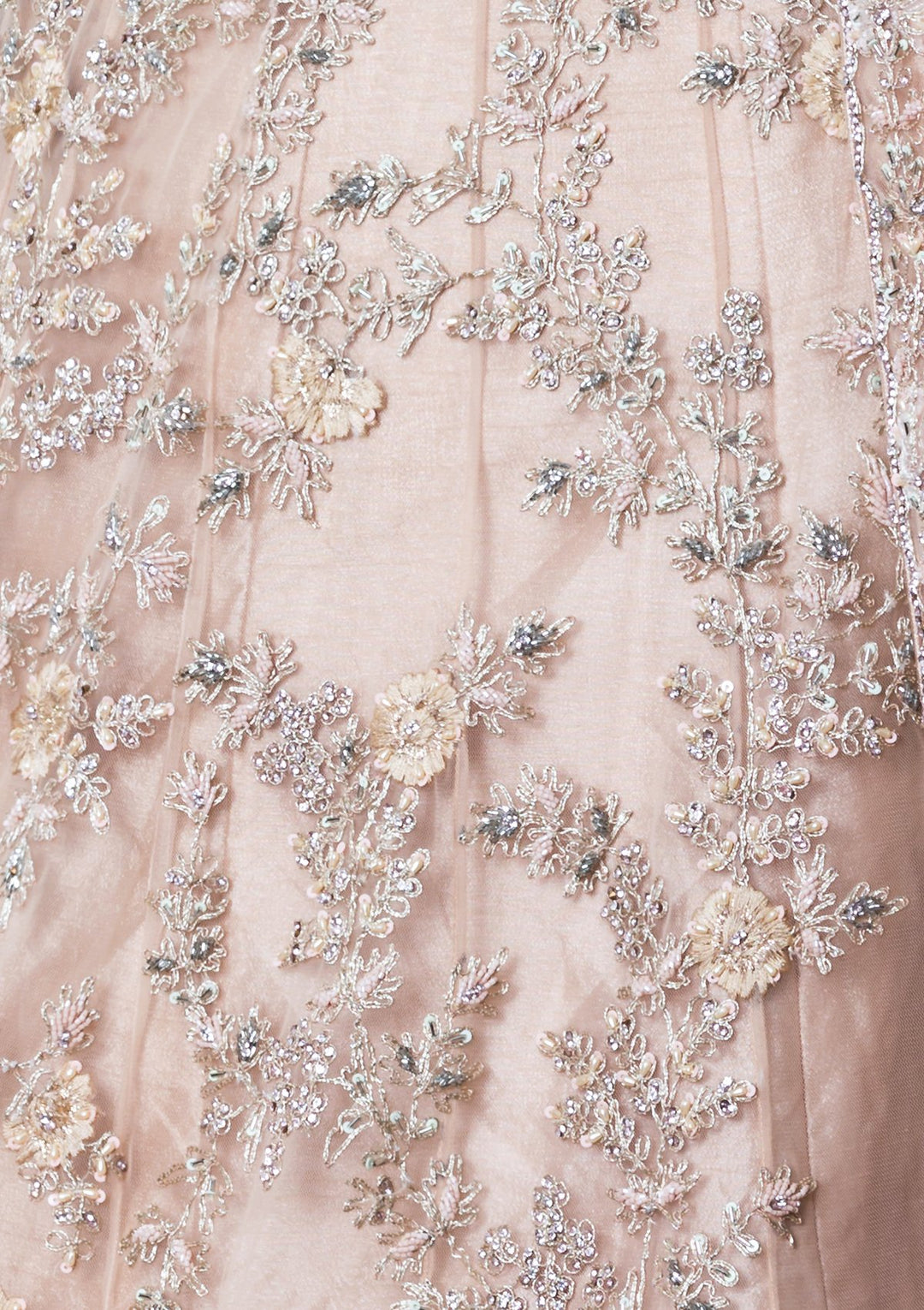 Peach Pink Embellished Net Designer Lehenga-Koskii