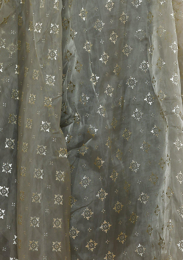 Grey Tissue Silk Net Designer Lehenga-Koskii