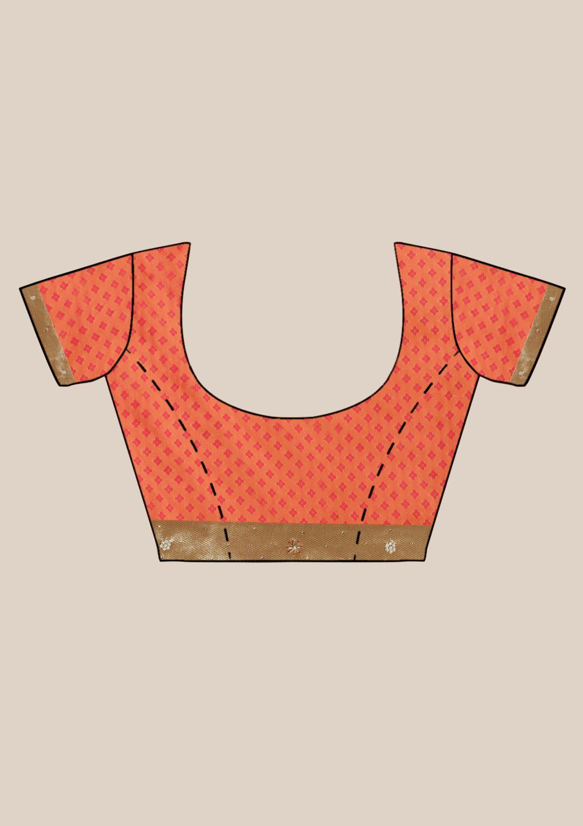 Orange Cutdana Brocade Designer Saree-Koskii