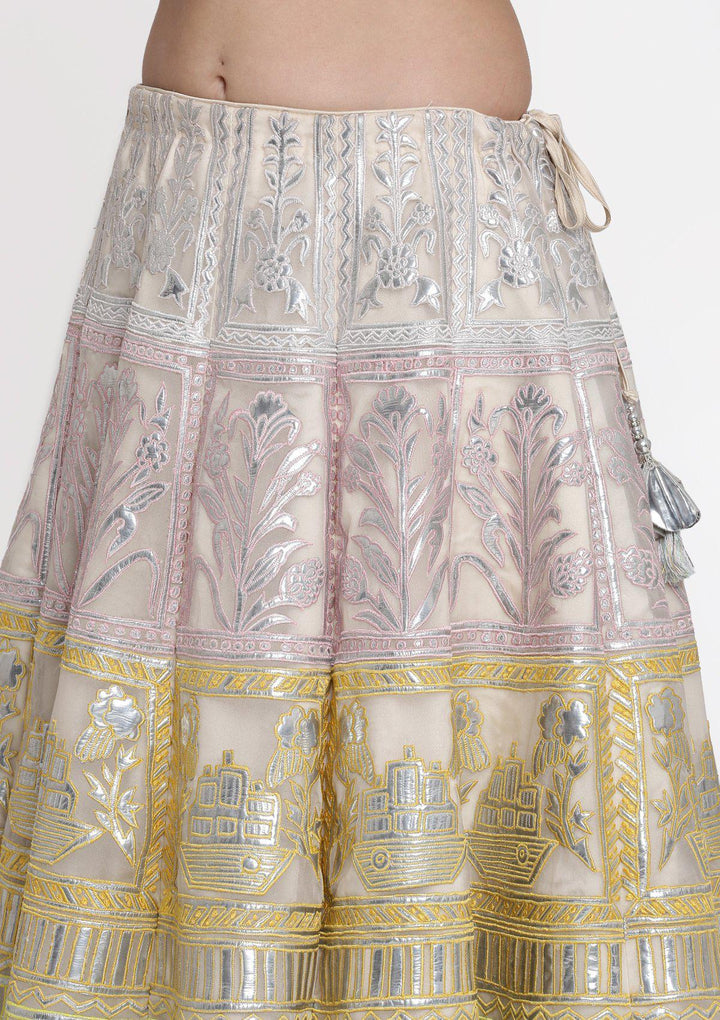 Pastel Tone Gotapatti Net Designer Lehega-Koskii