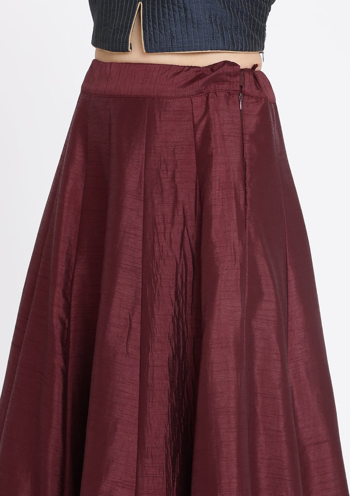 Maroon and Black Cutdana Rawsilk Designer Lehenga-Koskii