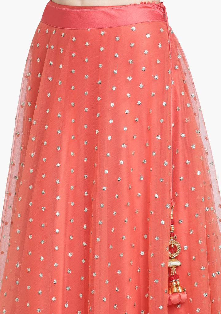 Pink Stonework Net Designer Lehenga-Koskii