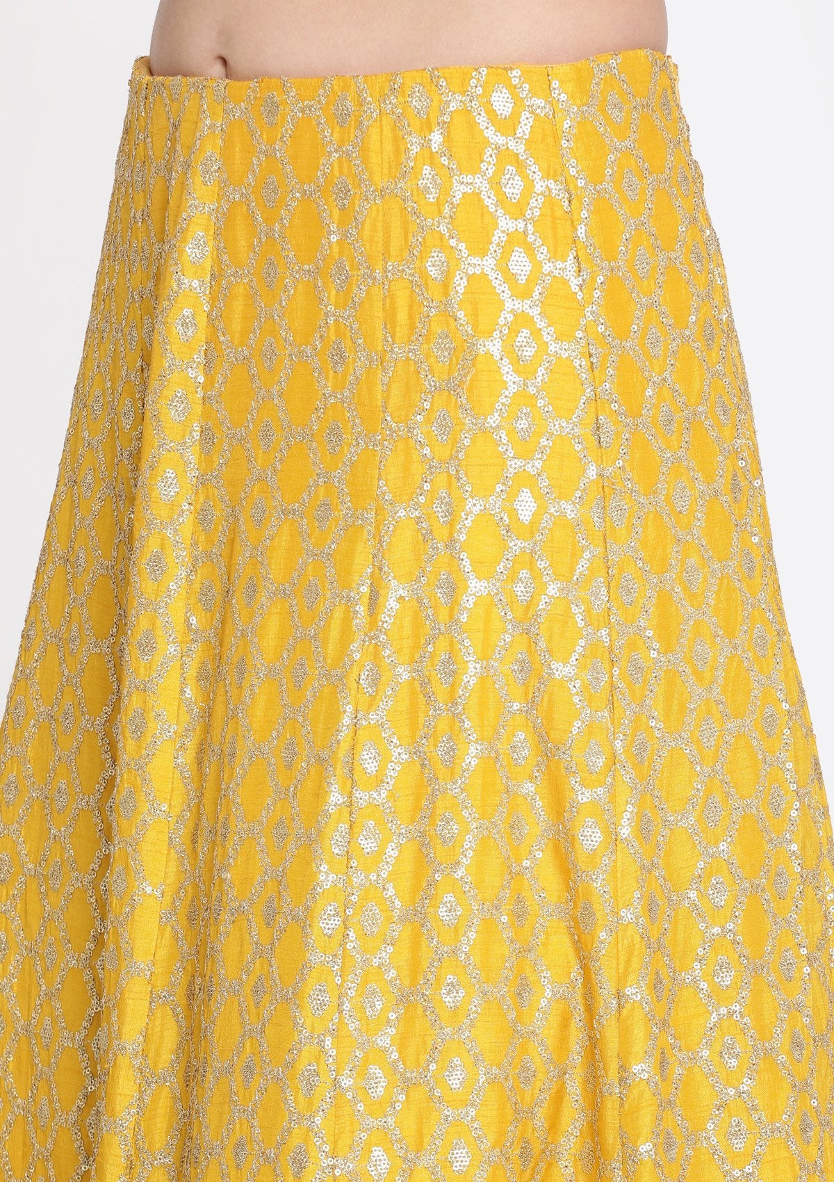 Yellow Gotapatti Raw Silk Designer Lehenga-Koskii