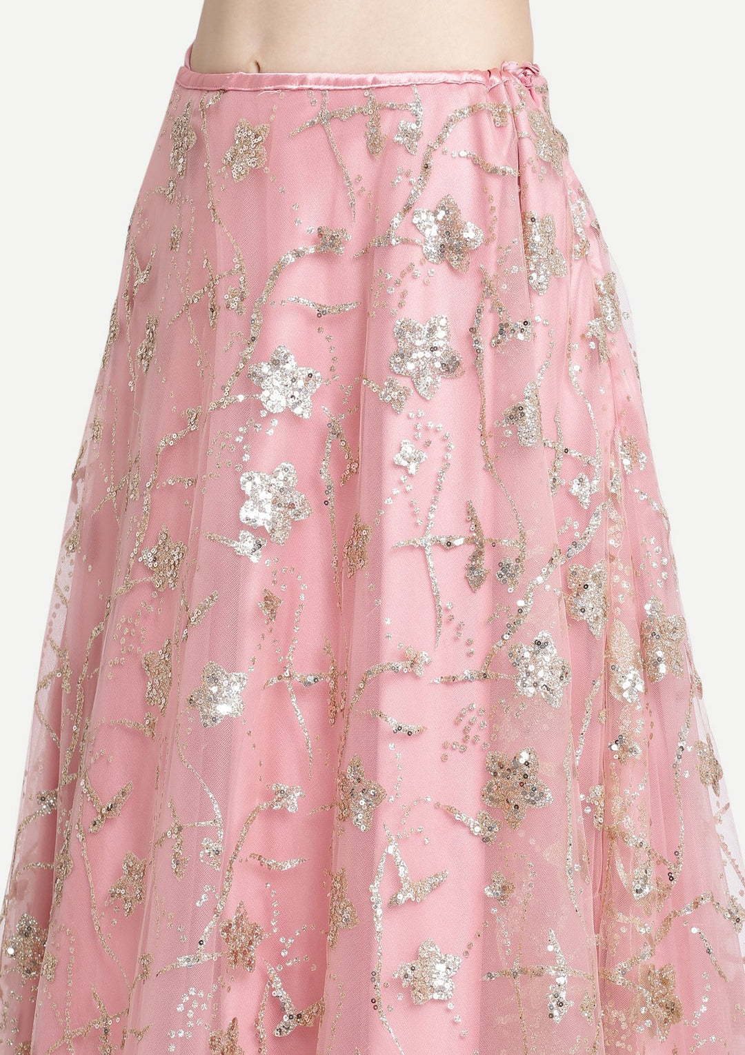 Pink Sequins Net Designer Lehenga-Koskii