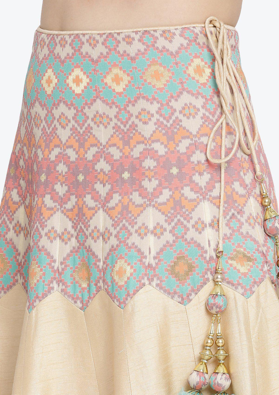 Cream Zardosi Rawsilk Designer Lehenga-Koskii