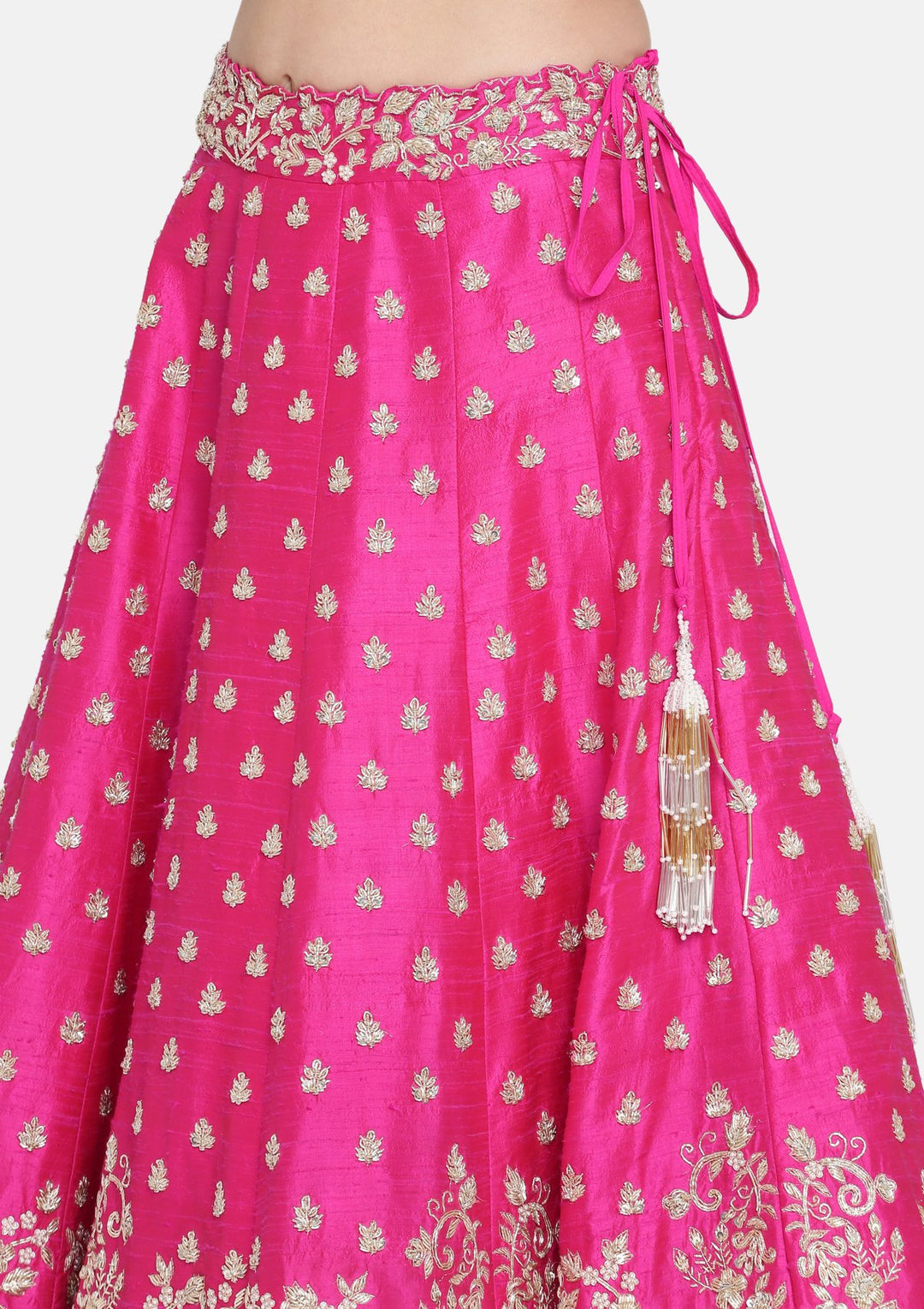 Magenta Zardozi Raw Silk Designer Lehenga-Koskii