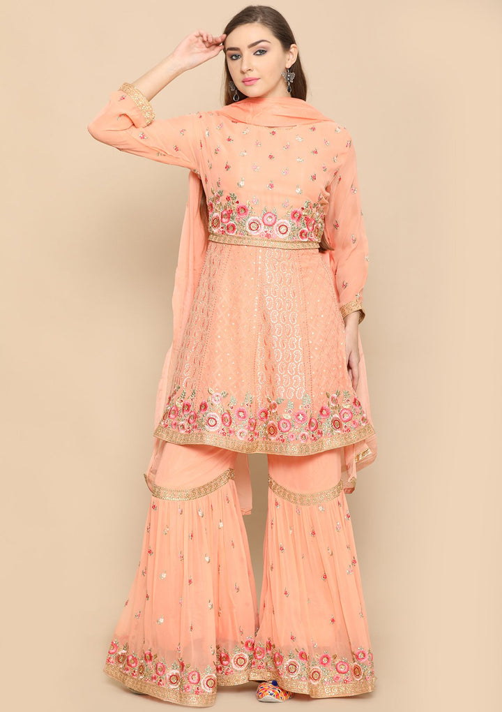 Peach Thread Work Net Designer Sharara-Koskii