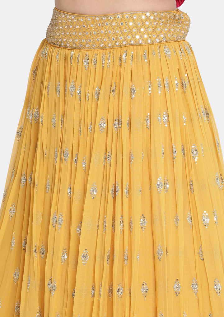 Yellow Cutdana Georgette Designer Lehenga-Koskii