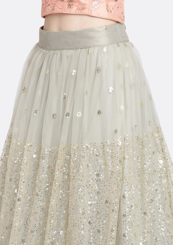 Pista Green Cutdana Net Designer Lehenga-Koskii