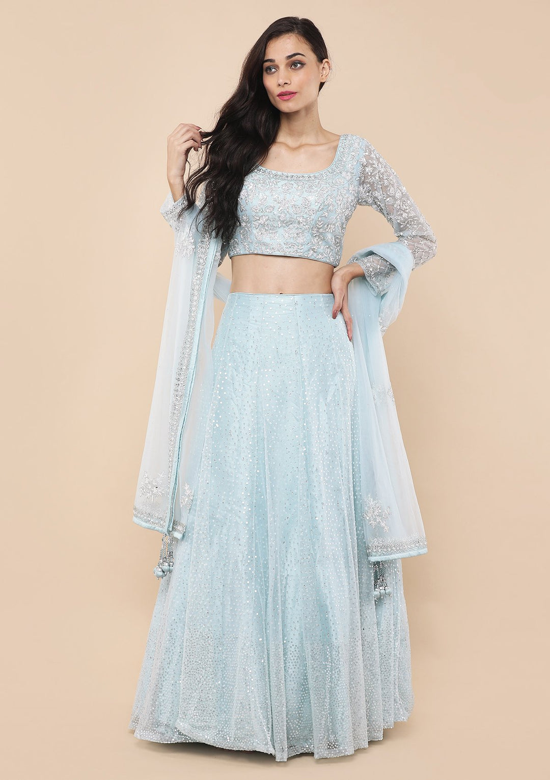Koskii Sky Blue Lehenga-Koskii