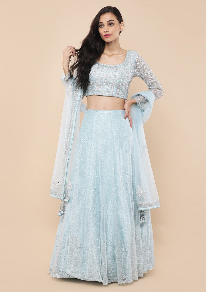 Koskii Sky Blue Lehenga-Koskii