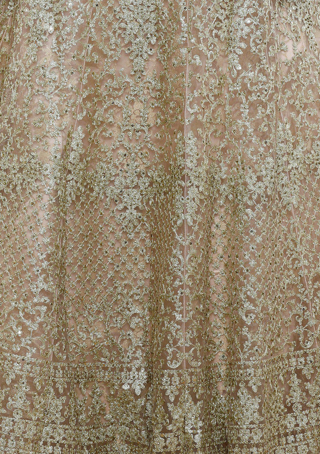 Peach Net Thread Work Designer Lehenga-Koskii