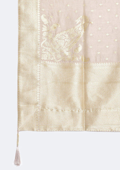 Light Brown Zariwork Art Silk Designer Gown-Koskii