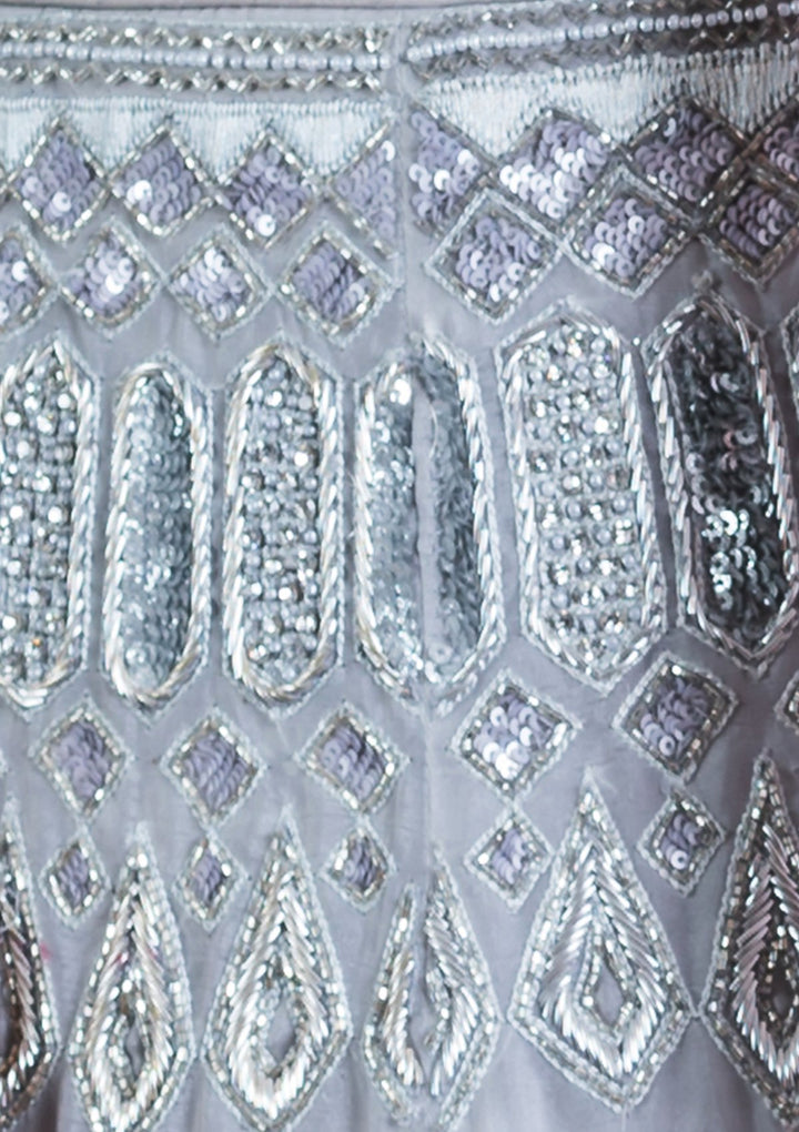 Grey Zardozi Tissue Designer Lehenga-Koskii