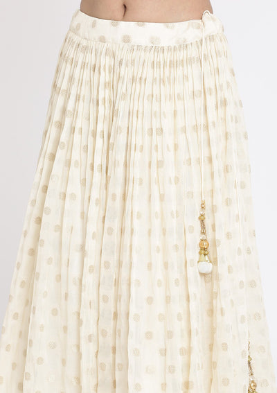 Cream And Yellow Zardosi Georgette Designer Lehenga - koskii