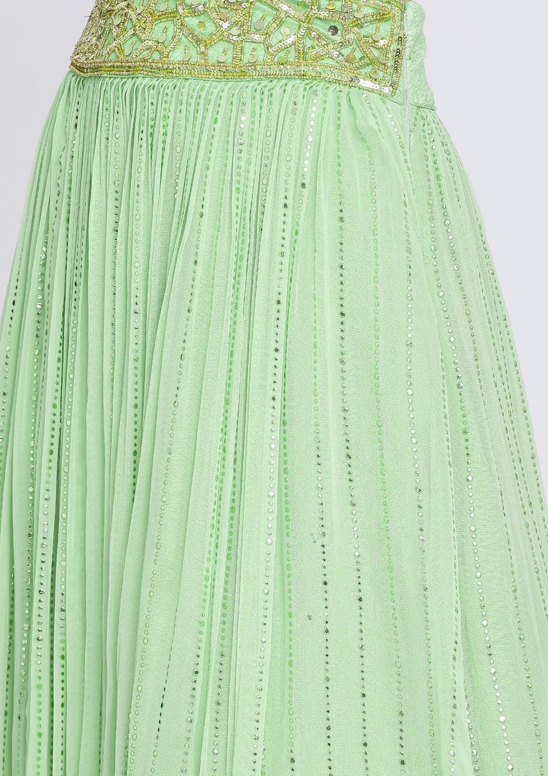 Pista Green Cutdana Georgette Designer Lehenga-Koskii