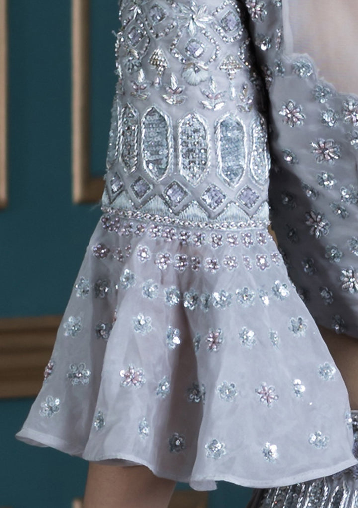 Grey Zardozi Tissue Designer Lehenga-Koskii