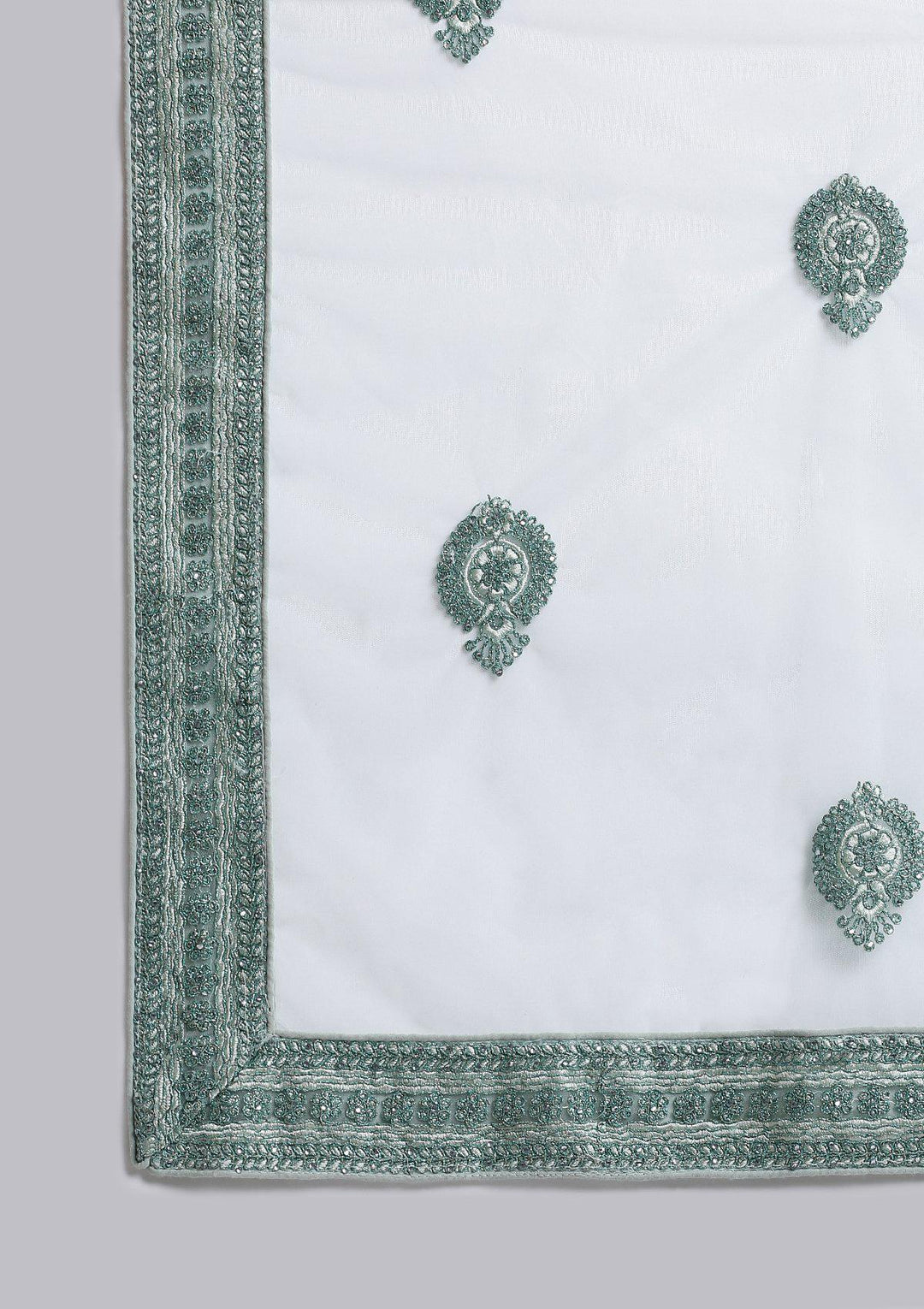 Sea Green Stone Work Net Designer Lehenga-Koskii