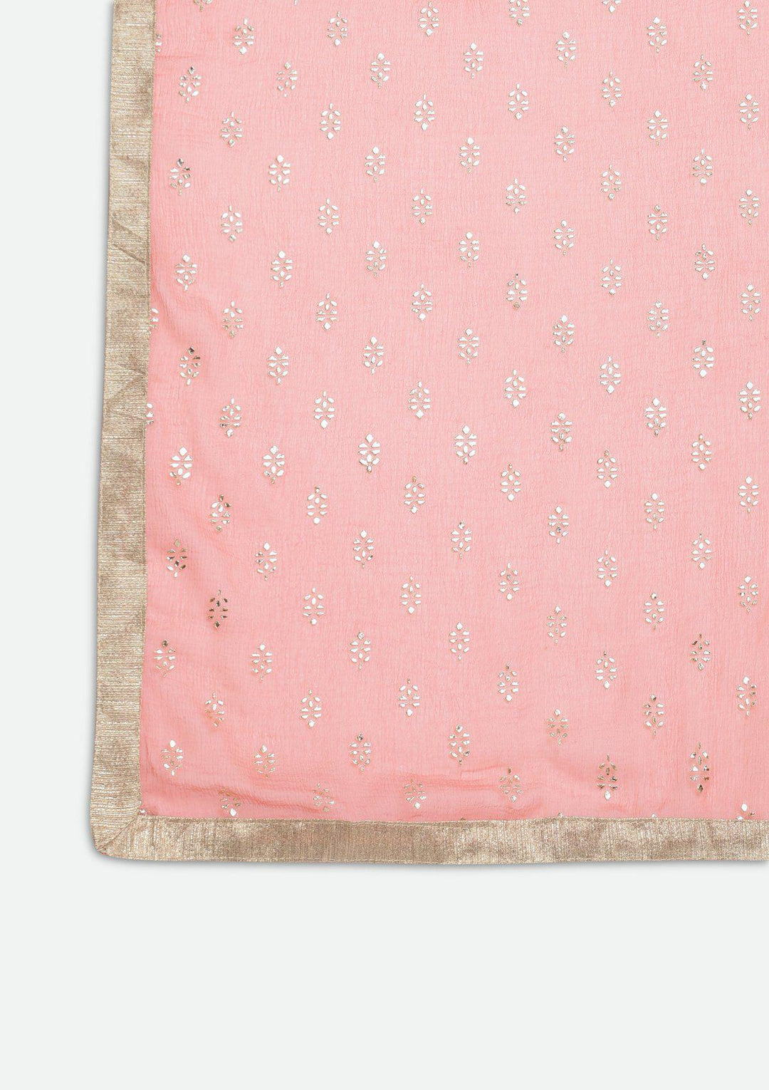 Baby Pink Mirrorwork Rawsilk Designer Lehenga-Koskii