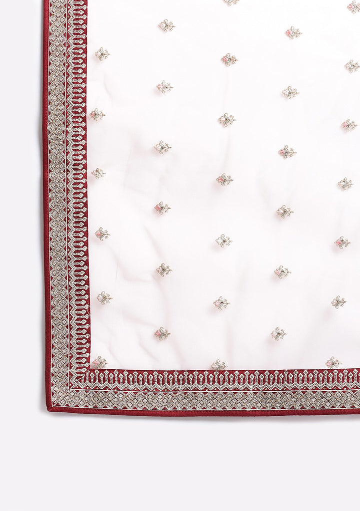 Maroon Zari Work Rawsilk Designer Lehenga-Koskii