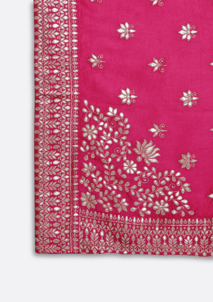Navy Blue and Fuschia Gotapatti Brocade Designer Lehenga-Koskii