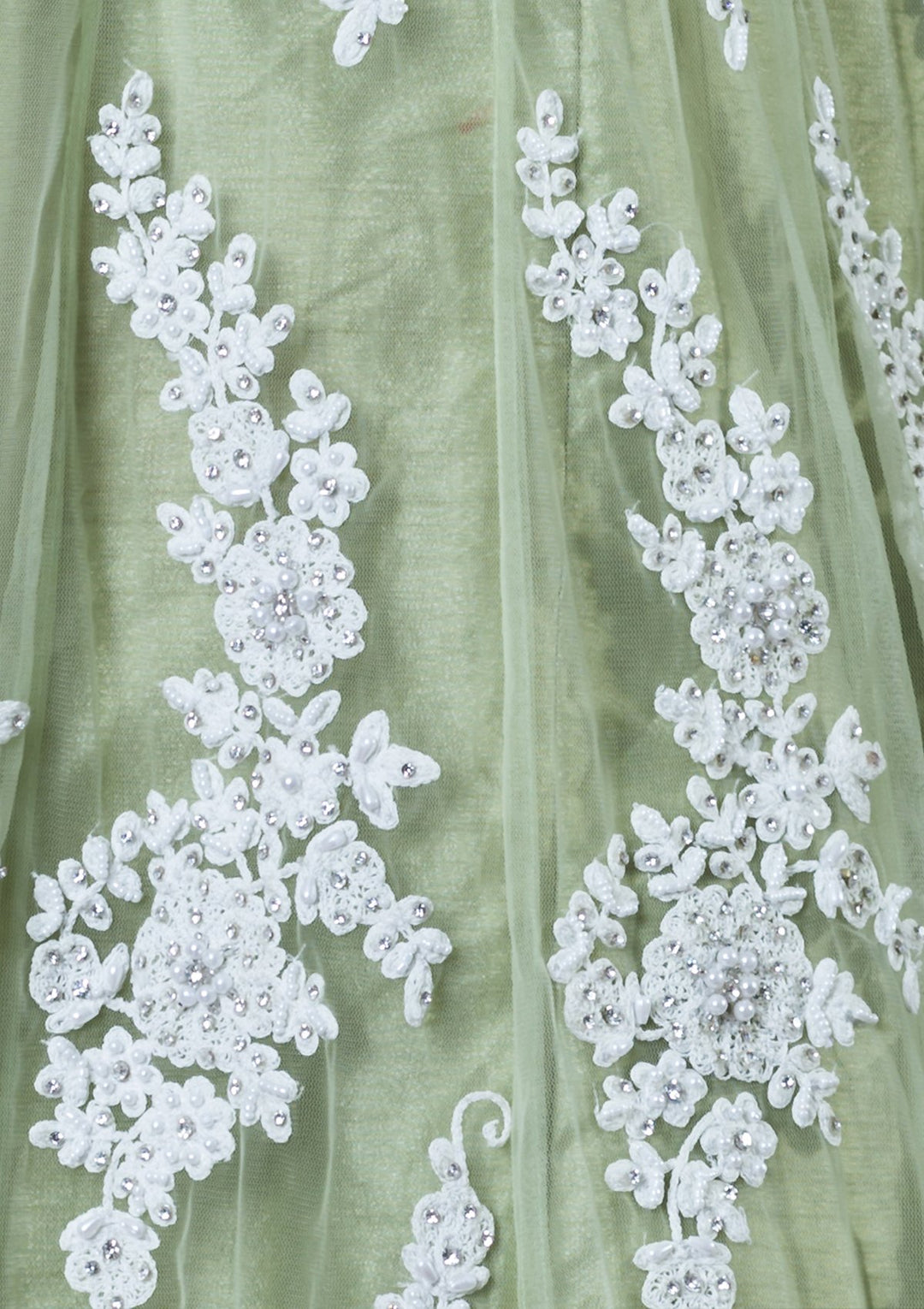 Green Stone Embellished Net Designer Lehenga-Koskii