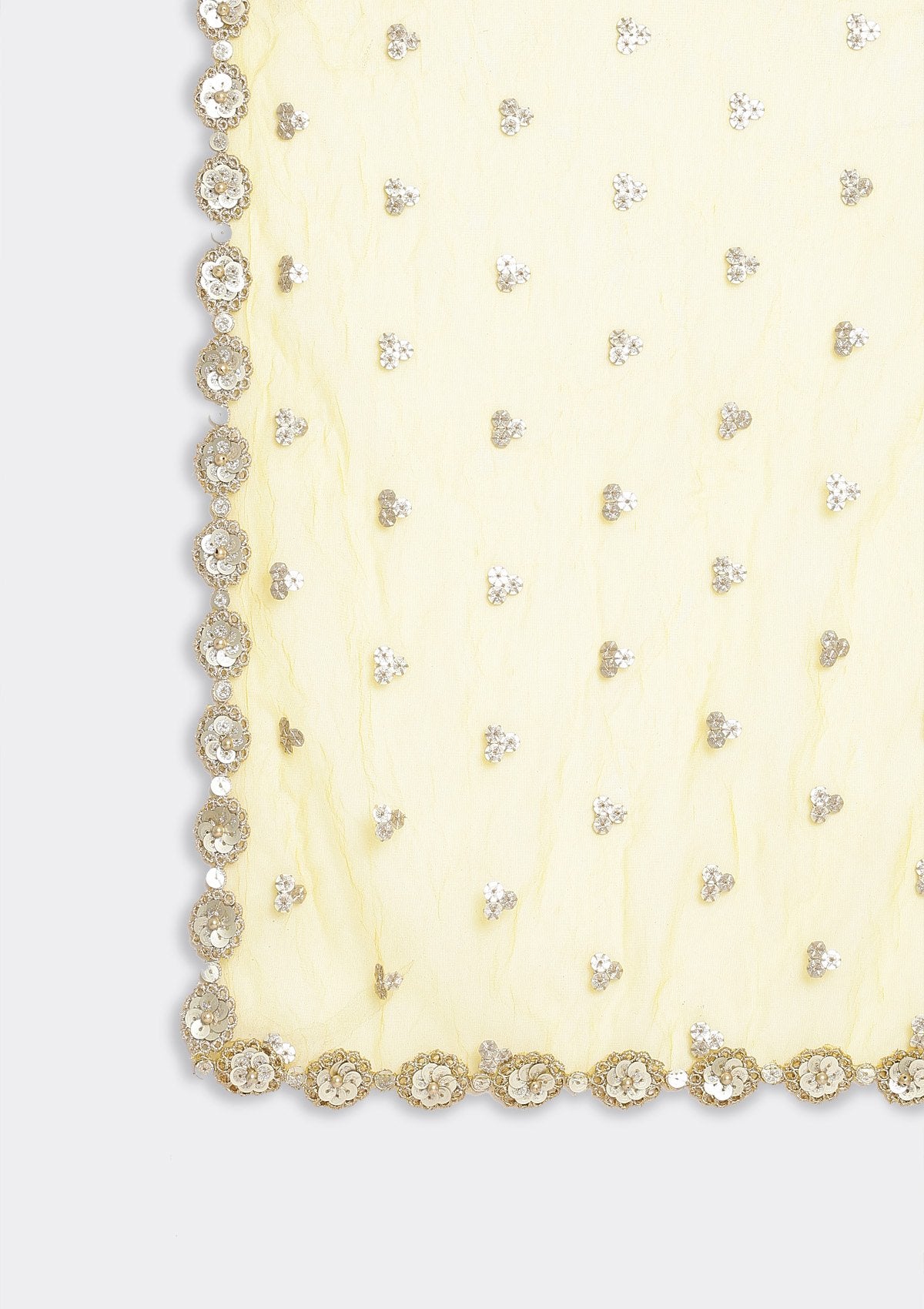 Cream And Yellow Zardosi Georgette Designer Lehenga - koskii