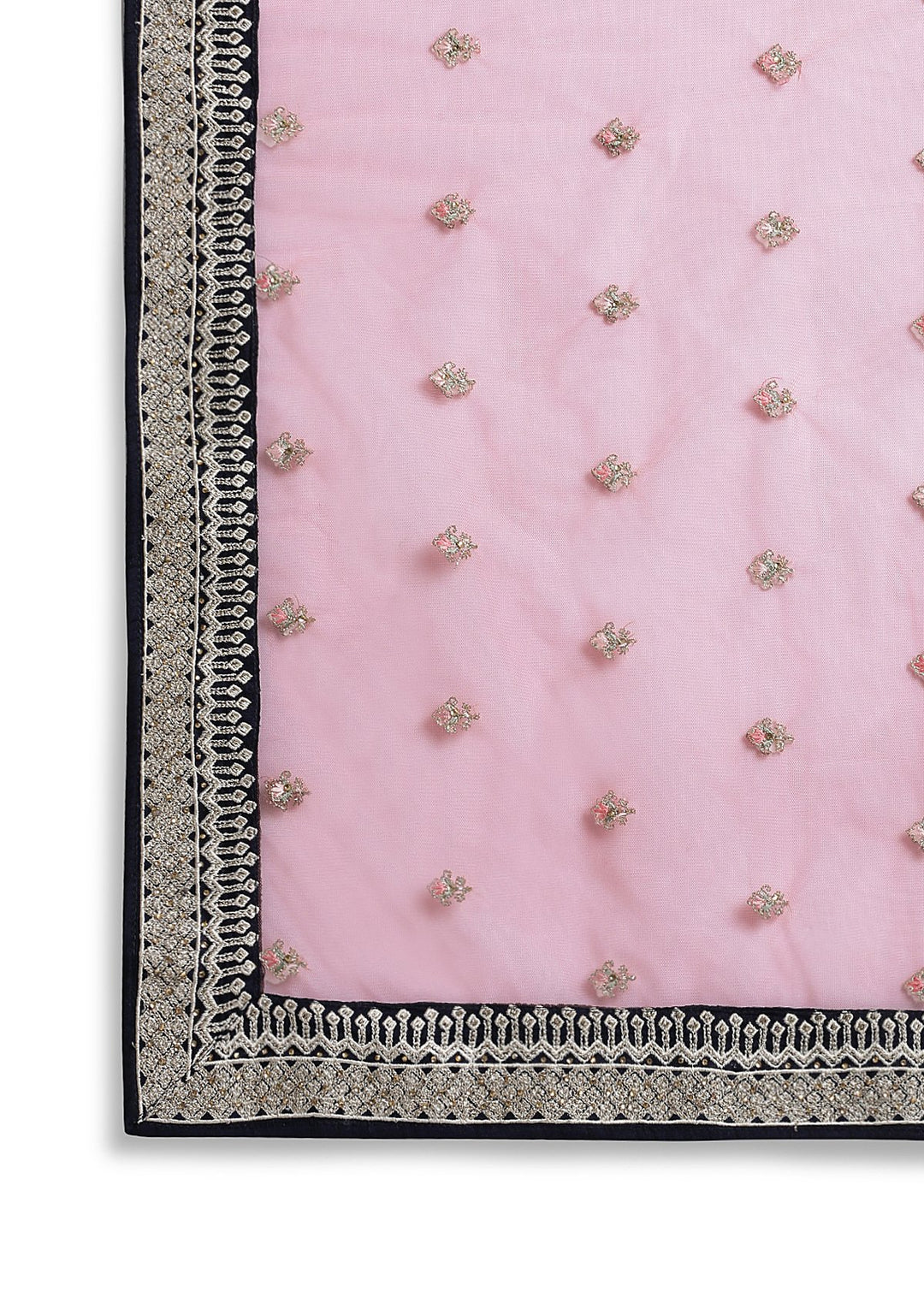 Navy Blue Zariwork Raw Silk Designer Lehenga-Koskii