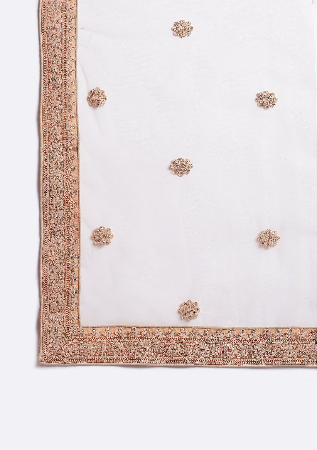 Peach Threadwork Net Designer Lehenga-Koskii