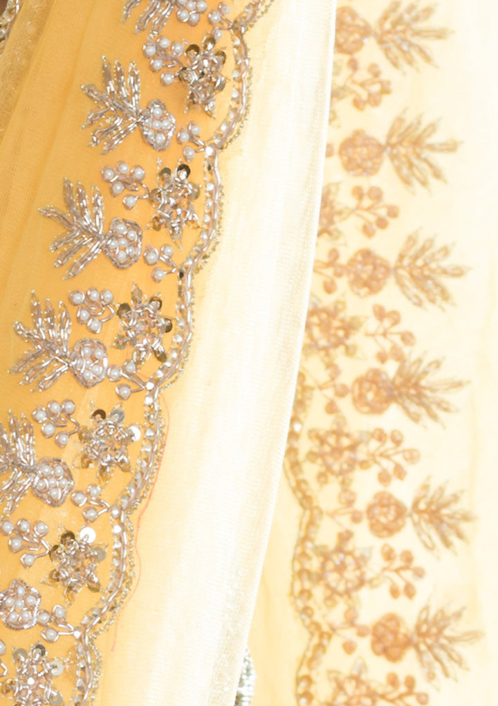 Pink Sequinned Silk Designer Lehenga-Koskii