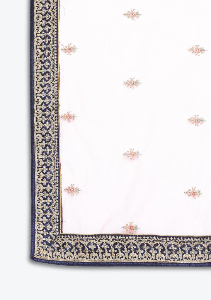 Navy Blue Gotapatti Rawsilk Designer Lehenga-Koskii
