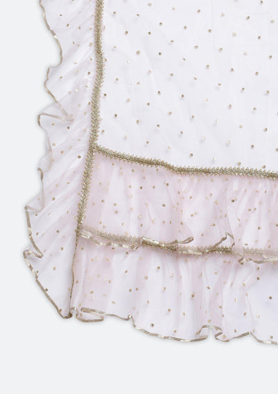 Baby Pink Silver Stonework Net Designer Lehenga-Koskii