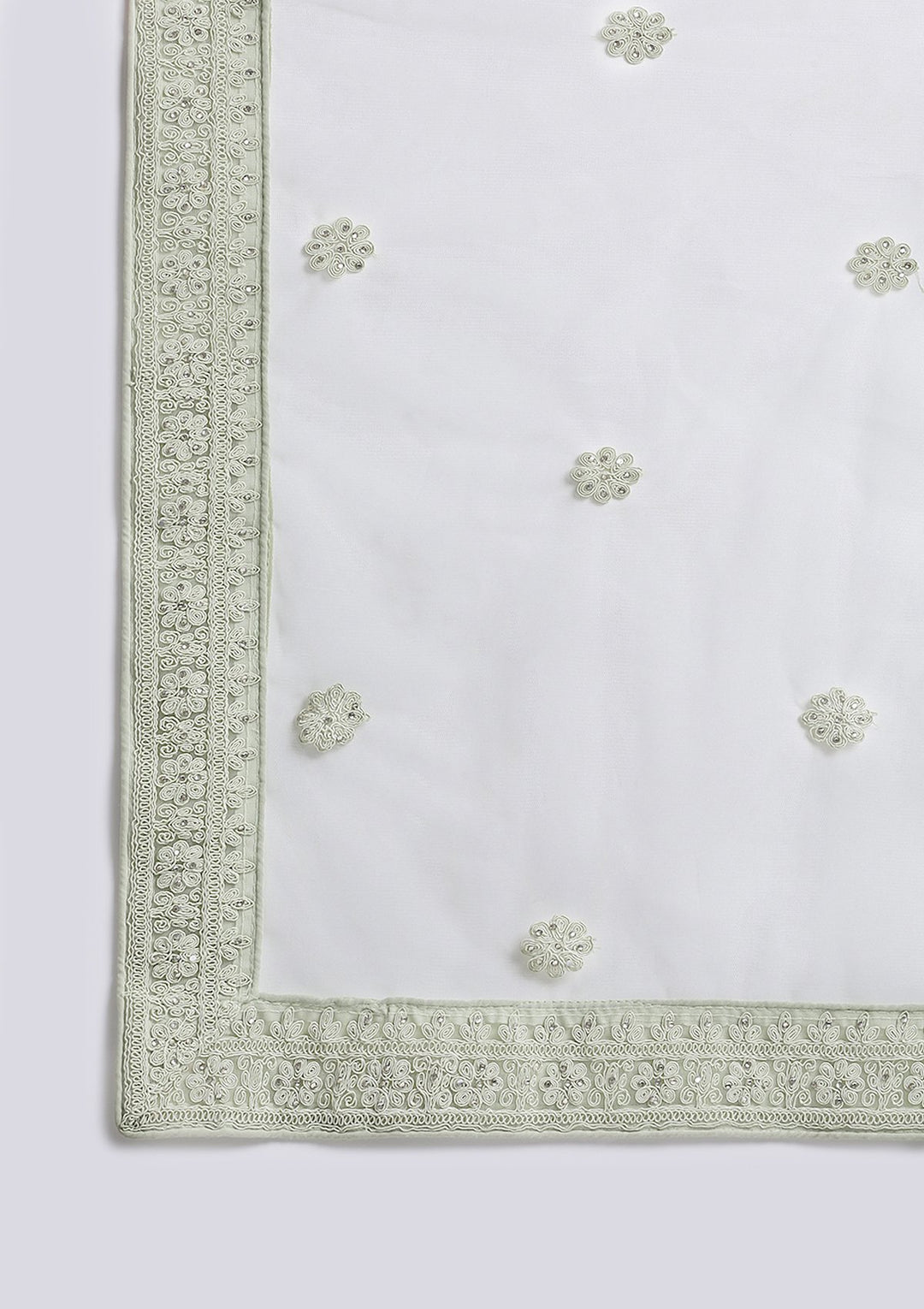 Pista Green Threadwork Net Designer Lehenga-Koskii