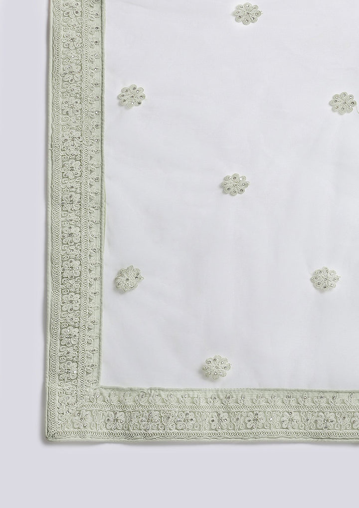 Pista Green Threadwork Net Designer Lehenga-Koskii