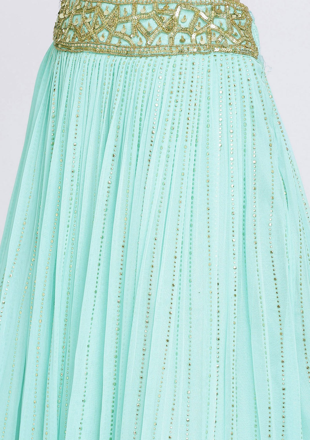 Sky Blue Cutdana Georgette Designer Lehenga-Koskii